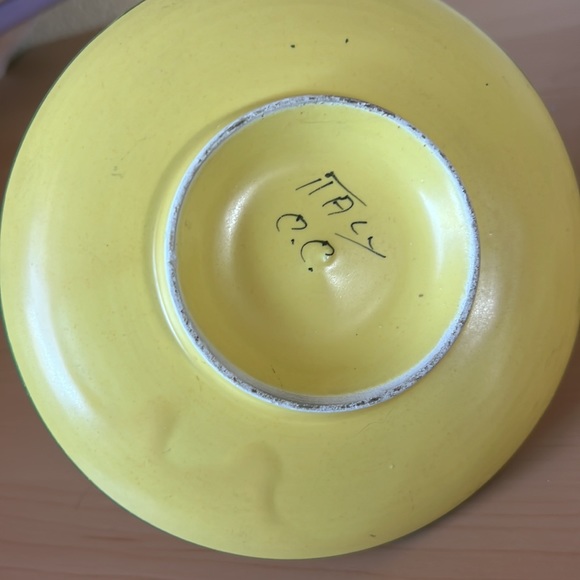 Antique 1922 Italian pottery candle dish holder  flowers Italy vintage - Picture 6 of 9